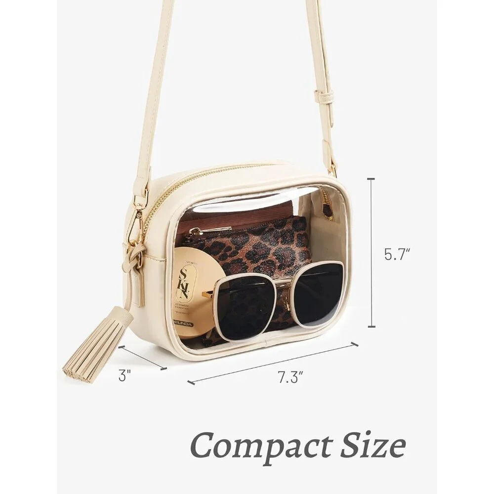Clear Crossbody Bag PVC Small Stadium Approved Water-Resistant Women